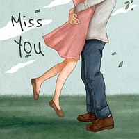 Romantic Valentine&rsquo;s day quote Miss You couple social media post