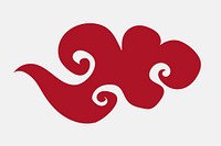 Oriental cloud red vector cute journal sticker