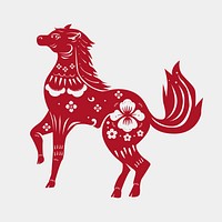 Chinese New Year horse red animal zodiac sign illustration