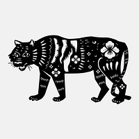 Year of tiger black Chinese horoscope animal illustration