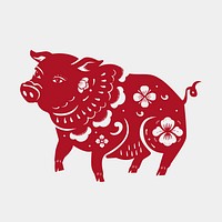 Pig year red psd traditional Chinese zodiac sign sticker