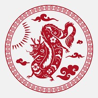 Chinese New Year dragon vector badge red animal zodiac sign