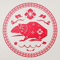 Year of rat badge red Chinese horoscope animal