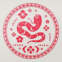 Snake year red badge vector traditional Chinese zodiac sign