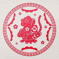 Monkey year red badge traditional Chinese zodiac sign
