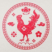 Year of rooster badge red Chinese horoscope animal