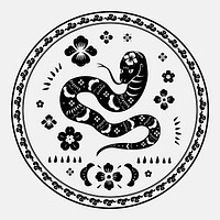 Chinese snake animal badge black new year design element