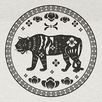 Chinese New Year tiger vector badge black animal zodiac sign