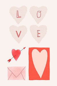 Spread the love psd doodle design elements collection