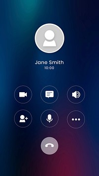Smartphone call interface template vector ongoing call screen
