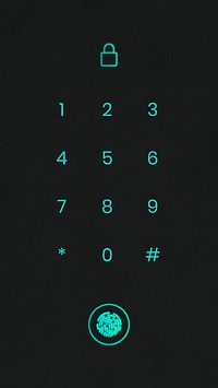 Numeric passcode lock screen psd neon blue smartphone graphi
