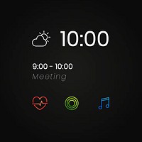 User interface clock psd design with reminder and application icons