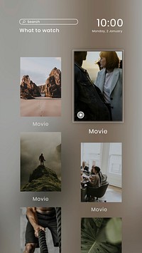 Video streaming application on phone screen user interface graphic