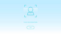 Blue facial recognition vector desktop screen graphic