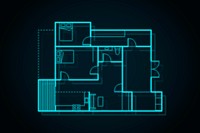 Neon home layout blueprint psd graphic