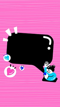 Pink phone wallpaper with avatar sending love