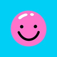 Cute pink smiley vector isolated on light blue background
