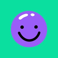 Cute purple smiley vector on green background