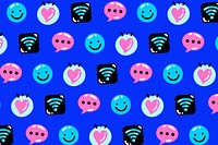 Funky icon pattern vector seamless in blue and pink