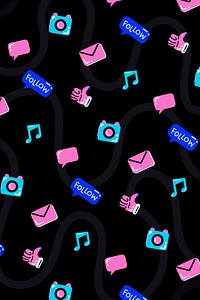 Entertainment icon pattern vector seamless in funky style
