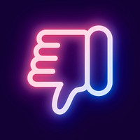 Thumbs down dislike icon vector for social media app pink neon style