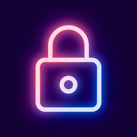 Padlock social media icon vector secure mode symbol in neon style