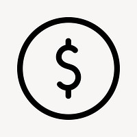Currency outlined icon for social media app