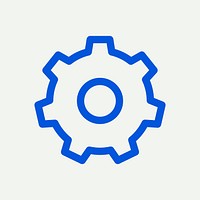 Gear setting blue icon vector for social media app minimal line