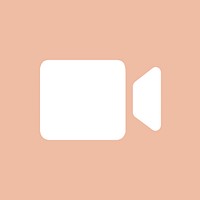 Video call app icon in white simple flat style
