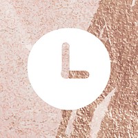 Mobile clock app icon on pink textured background