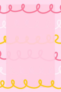 Pink doodle frame in cute pastel pattern