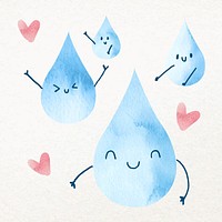 Water drops vector with happy faces design element