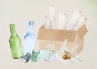 Trash plastic glass paper design element