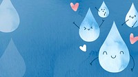 Cute droplet background vector in watercolor illustration