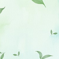 Leaf border environment background in watercolor illustration                                                                            