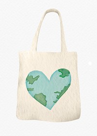 Tote bag with heart-shaped earth design element