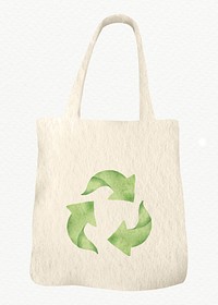 Tote bag recycle symbol psd design element