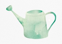 Watering can in green  watercolor design element