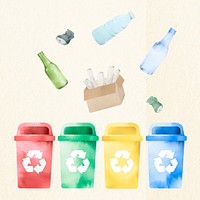 Trash recycling bins vector design element set
