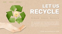 Editable environment presentation template vector with let us recycle text in watercolor