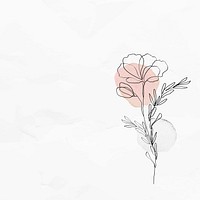 Textured background with poppy flower feminine line art illustration