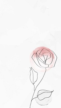 Phone background with rose feminine line art illustration