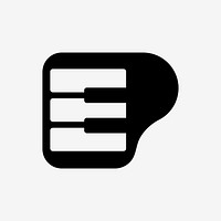 Piano key music icon psd flat design in black and white