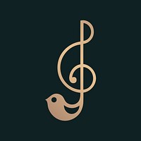 Sol key musical note icon psd flat design in black and gold