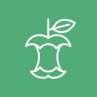 Recyclable eaten apple icon vector for business in simple line