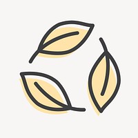 Recycling leaf yellow icon psd earth day symbol in simple line