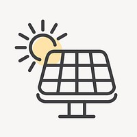 Solar panel icon psd renewable energy campaign in simple line