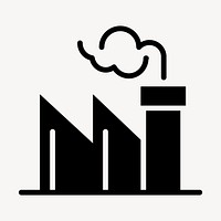 Coal plant emission icon air pollution campaign in flat graphic