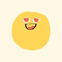 Smiling face sticker vector with heart-eyes cute doodle icon