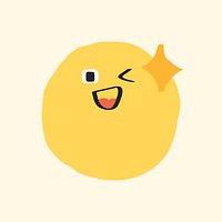 Winking face sticker psd doodle emoticon icon